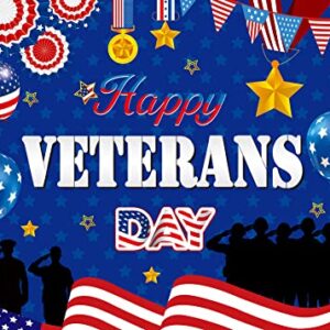 Happy Veterans Day Backdrop Thank You Veterans Background American Medal Striped Flag Patriotic Soldier Outdoor Indoor Home Party Banner Decorations Supplies 7x5FT