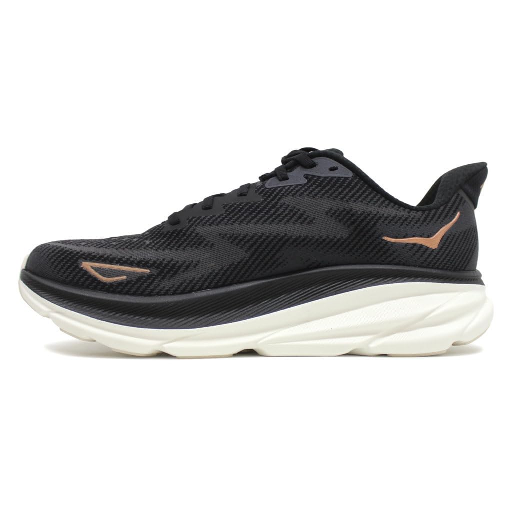 Hoka Women's Clifton 9 Sneaker, Black/Rose Gold, 8.5