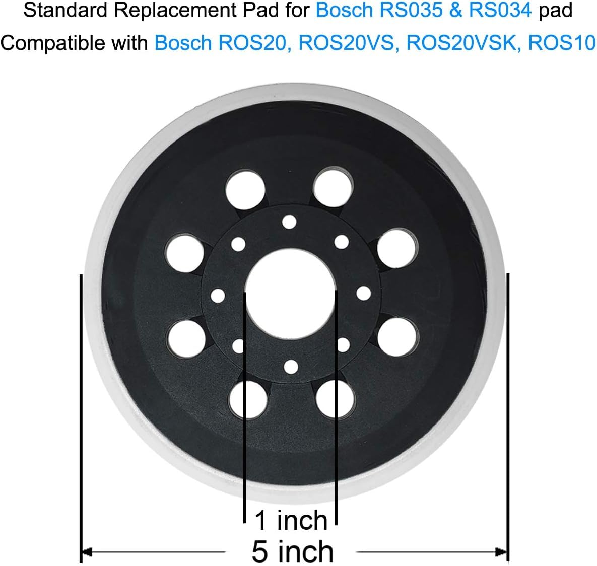 Tockrop 2 Pack 5 Inch 8 Hole Hook & Loop Replacement Sander Pad for 5" Bosch ROS20VS, ROS20VSC, ROS20VSK, ROS20, ROS10 Random Orbit Sander Sanding Backing Pad