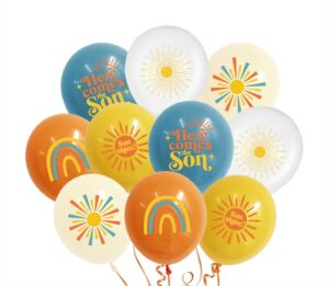 here comes the son baby shower decorations,35pcs boho first trip around the sun balloon,sunshine party retro latex balloons for you are my sunshine baby shower decoration supplies