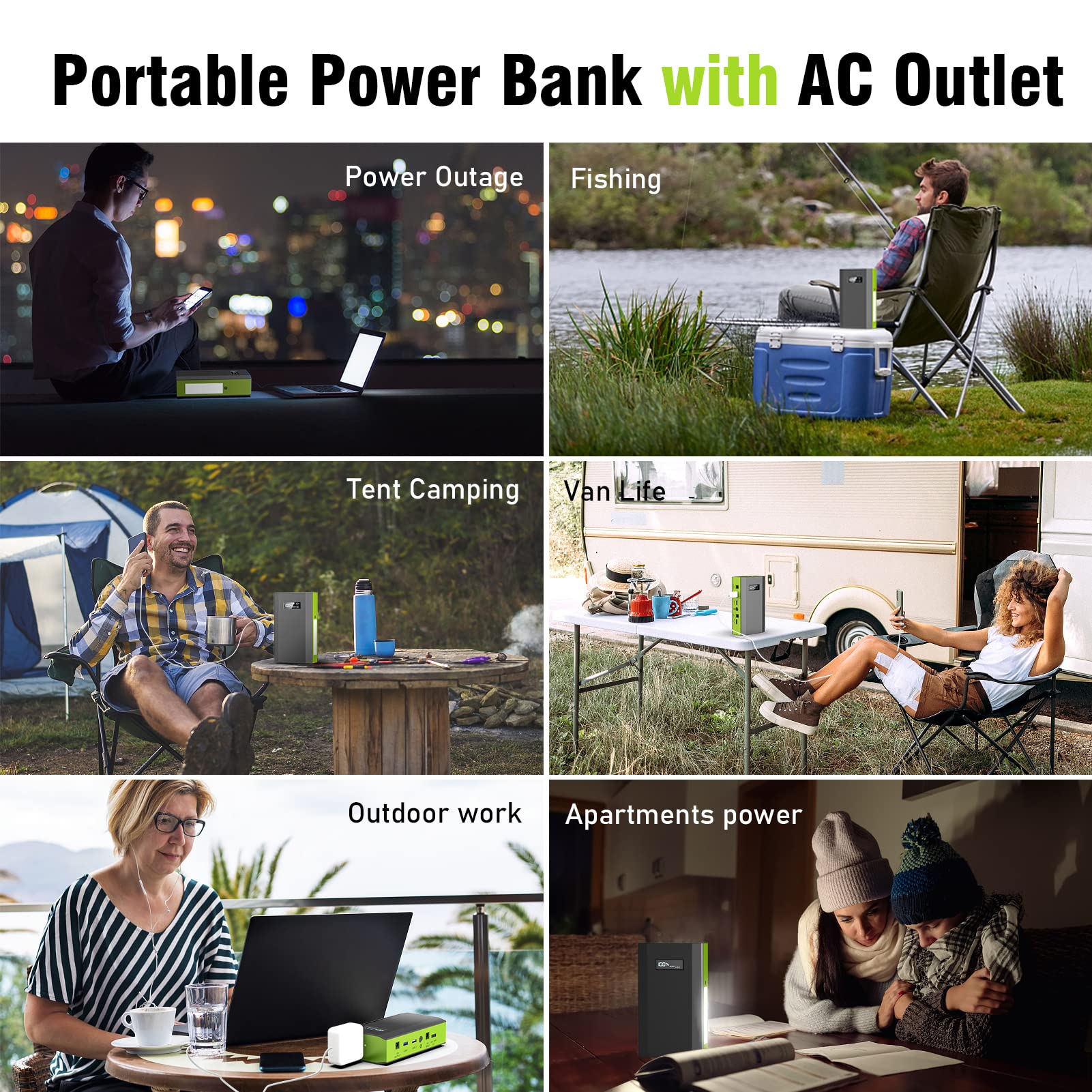 ZeroKor Outdoor Portable Power Bank with Foldable Solar Panel 40W(DC15V), 24,000mAh Portable Battery Laptop Charger with AC Outlet for Home Use Tent Camping