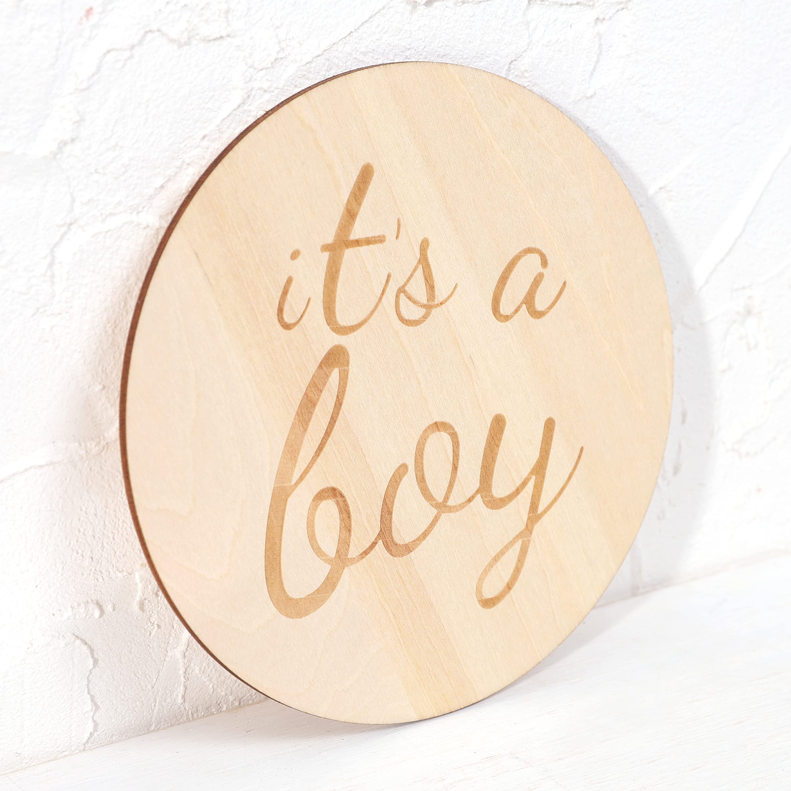 It'S A Boy/Girl Sign,Gender Reveal,Welcome Home Baby Shower Yard Sign (It'S A Girl (Single)),Newborn Photo Prop,The Perfect Round Wooden Welcome Baby Sign (it' a boy)