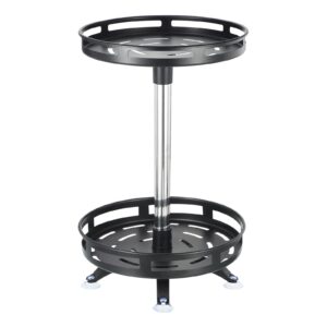 metallixity lazy susan turntable organizer, 2 tier height adjustable kitchen spice rack, no-slip silicone mat, suitable for pantry cabinet cupboard table, black