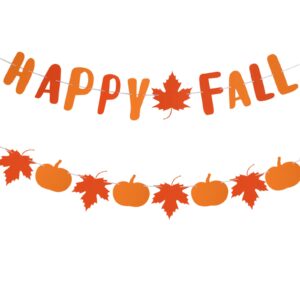 thanksgiving fall decoration happy fall banner, felt pumpkin maple leaf garlands for thanksgiving decorations fall felt garland for fall decorations for home fall party decorations supplies