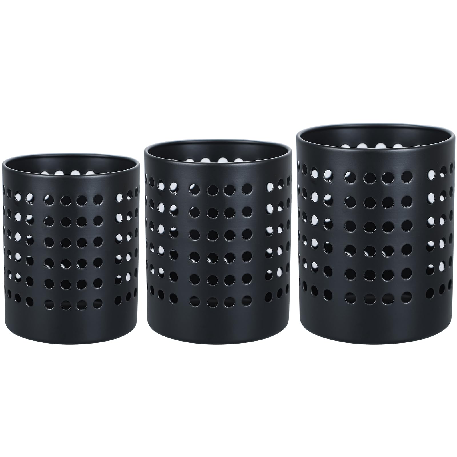 STANFORD Utensil Holder for Countertop x3, Metal Utensil Holder Spoon Holder for Home, Kitchen and Office, Black (3)