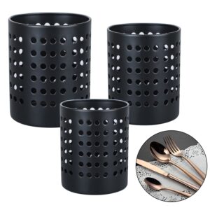 STANFORD Utensil Holder for Countertop x3, Metal Utensil Holder Spoon Holder for Home, Kitchen and Office, Black (3)