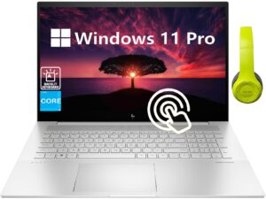 hp envy 17.3 inch fhd touchscreen business laptop, 12th gen i7-1260p, 64gb ram, 2tb ssd, windows 11 pro, thunderbolt 4, backlit keyboard, 10 number key, sd card reader, silver, pcm