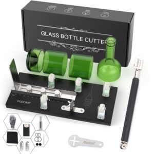 glass bottle cutter, upgraded glass cutter for bottles & glass cutter bundle - diy machine for cutting wine, beer or soda round bottles & mason jars, perfect score bottle cutter
