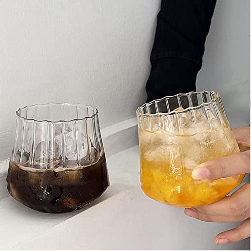 URMAGIC Clear Drinking Glasses,14 Oz Stemless Wine Glasses,Juice Glasses,Rocks Glasses,Beer Glasses,Ribbed Glass Cups,Ripple Glassware,Beer Glasses,Whiskey Cocktail Glasses,Water Cups
