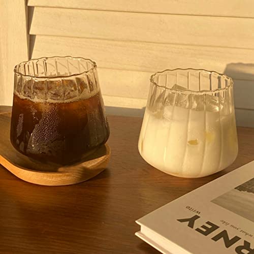 URMAGIC Clear Drinking Glasses,14 Oz Stemless Wine Glasses,Juice Glasses,Rocks Glasses,Beer Glasses,Ribbed Glass Cups,Ripple Glassware,Beer Glasses,Whiskey Cocktail Glasses,Water Cups