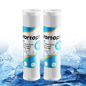 vortopt 1 micron 2.5" x 10" whole house cto carbon sediment water filter system - replacement cartridge for any standard ro unit - compatible with dupont wfpfc8002, wfpfc9001, fxwtc, scwh-5, 2 pack
