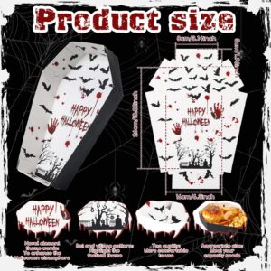 Mumufy 36 Pieces Halloween Paper Tray, Disposable Coffin Bowl for Treat Candy Snack, Spooky Goth Food Holder Trays for Halloween Party Supplies, 10.24 x 6.3 x 1.9 Inches