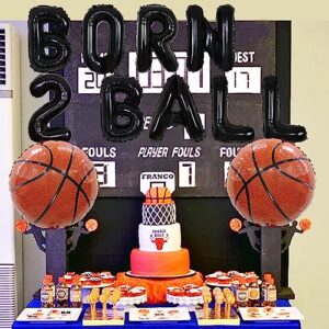 JOYMEMO Basketball Themed 2nd Birthday Party Decorations Boys, Born 2 Ball Basketball Foil Balloons for 2 Years Old It's Game Time Basketball Decor, Sport Theme Birthday Party Supplies