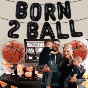 JOYMEMO Basketball Themed 2nd Birthday Party Decorations Boys, Born 2 Ball Basketball Foil Balloons for 2 Years Old It's Game Time Basketball Decor, Sport Theme Birthday Party Supplies