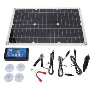 aunmas solar panel kit, 100w monocrystalline solar charger kit with dual usb ports solar battery trickle charger maintainer portable photovoltaic charger for hiking camping boating