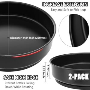 RHBLME 2 Pack Lazy Susan Turntable Organizer, 10 Inch Black Non Skid Spinning Spice Rack, Stainless Steel Lazy Susan Organizer for Cabinet, Countertop, Refrigerator, Pantry