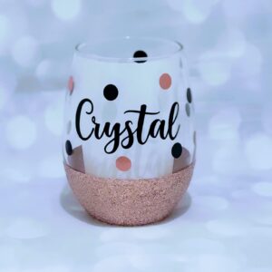 Birthday Wine Glass, Glitter Shot Glass, Name, Polka Dots, Shot