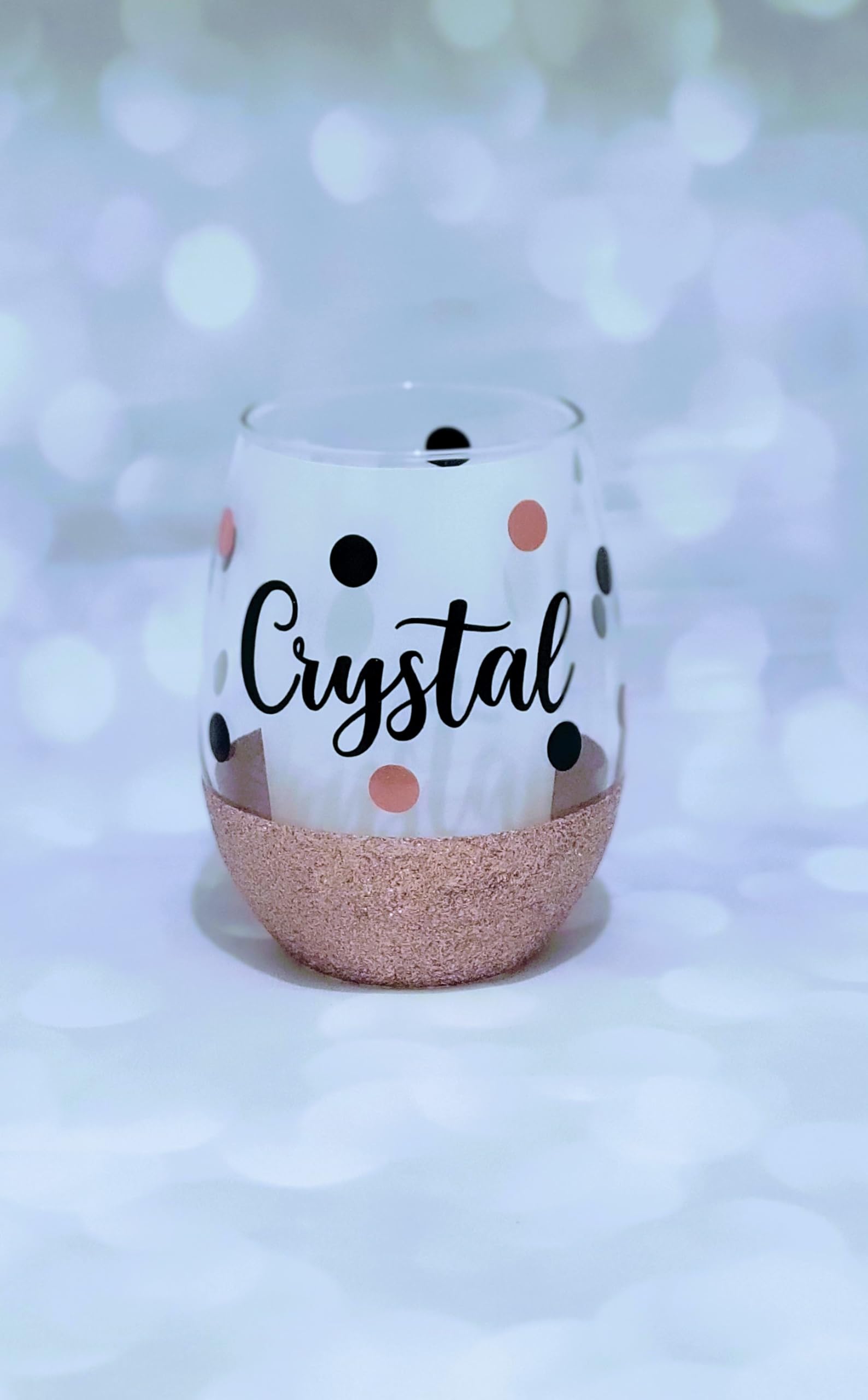 Birthday Wine Glass, Glitter Shot Glass, Name, Polka Dots, Shot