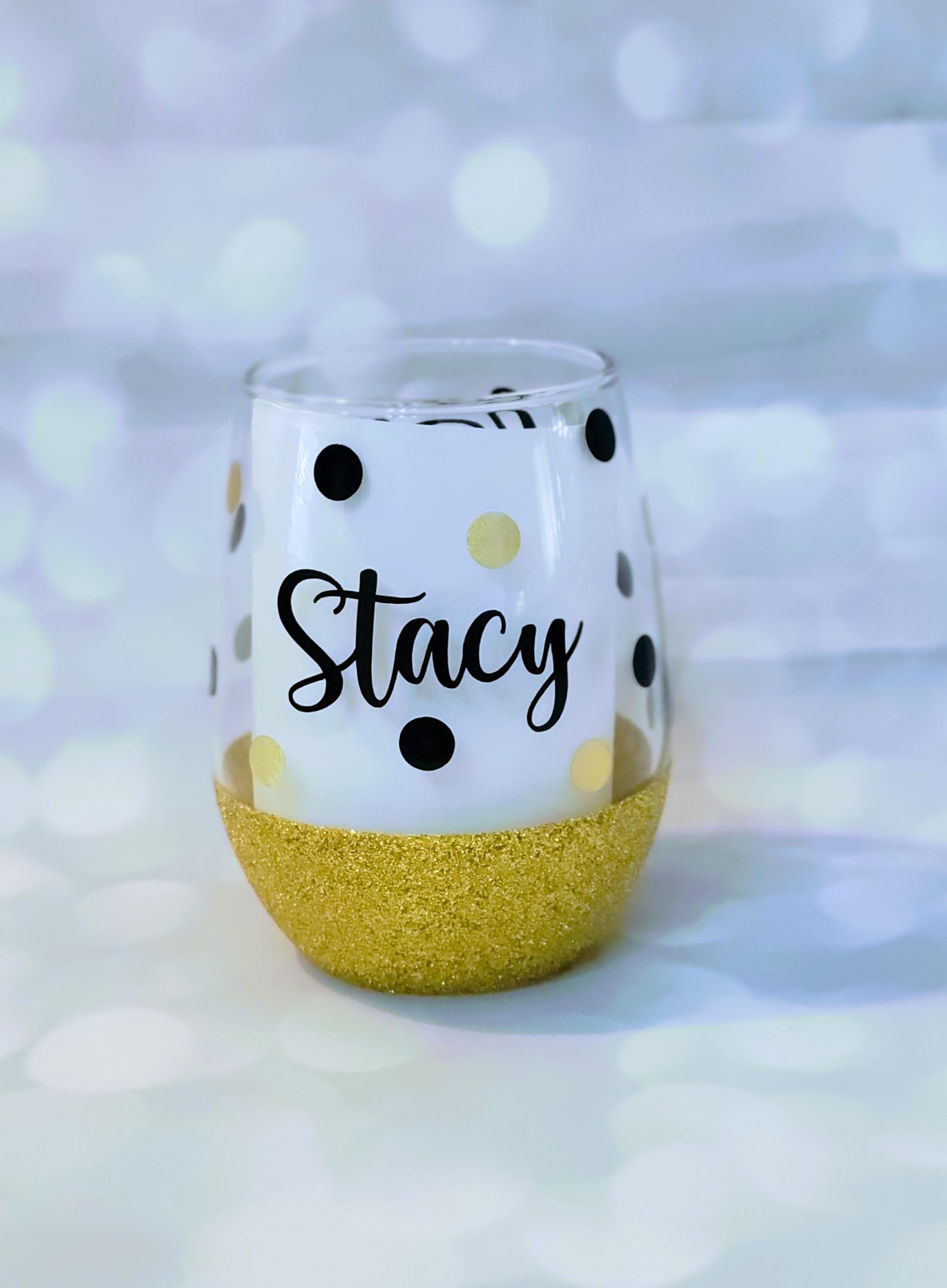 Birthday Wine Glass, Glitter Shot Glass, Name, Polka Dots, Shot