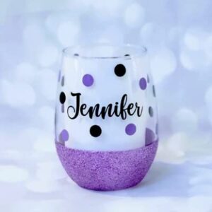 Birthday Wine Glass, Glitter Shot Glass, Name, Polka Dots, Shot