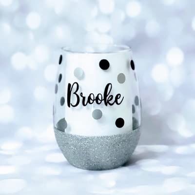 Birthday Wine Glass, Glitter Shot Glass, Name, Polka Dots, Shot