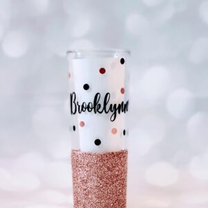 Birthday Wine Glass, Glitter Shot Glass, Name, Polka Dots, Shot