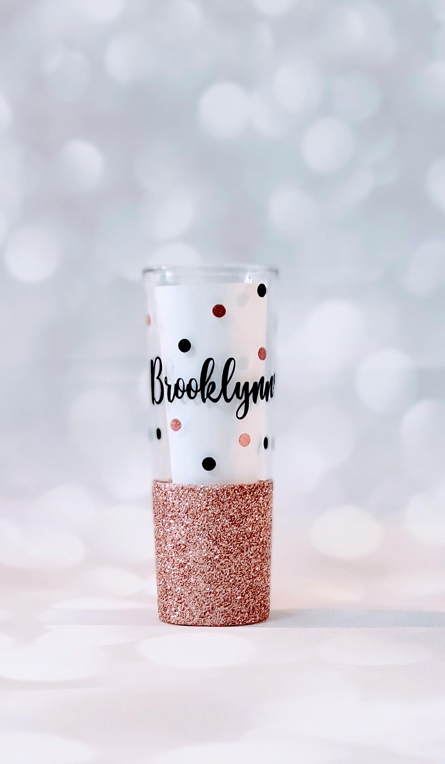 Birthday Wine Glass, Glitter Shot Glass, Name, Polka Dots, Shot