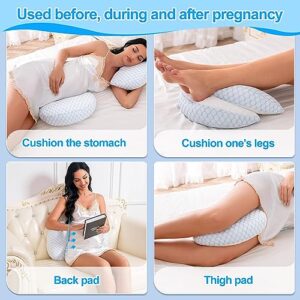 Clasymoon Pregnancy Pillow, Maternity Pillow,Pregnancy Pillows for Sleeping with Removable Jersey Cover, Pregnancy Body Pillow for Back Pain and Pregnant Legs, HIPS, Belly Support(Blue White)