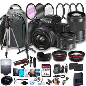 canon eos m50 mark ii mirrorless digital camera with ef-m 15-45mm f/3.5-6.3 is stm lens + 55-200mm f/4.5-6.3 is stm lens + 64gb memory card, professional photo bundle (42pc bundle)