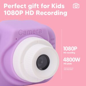 Camera, Digital Camera with 32G Card High Definition Dual Lens 1080P 8X Zoom USB Rechargeable for Girls (Purple)