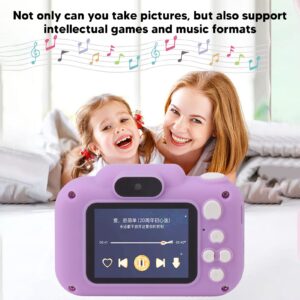 Camera, Digital Camera with 32G Card High Definition Dual Lens 1080P 8X Zoom USB Rechargeable for Girls (Purple)