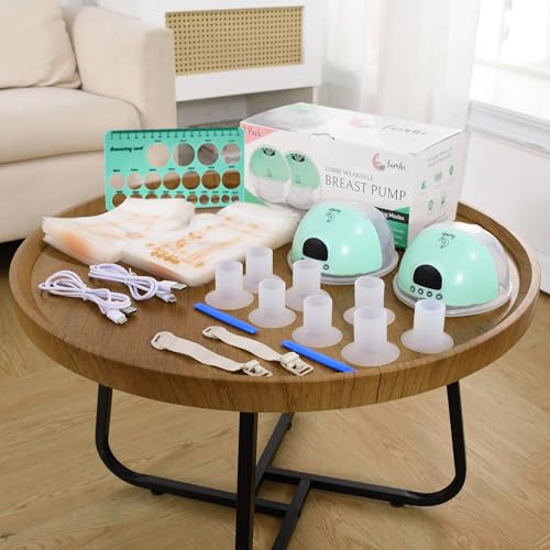 Lumbi L1 Hands-Free Breast Pump Set - Hospital Grade - 17/19/21/24 Silicone Insert Flanges & 27mm Silicon Flange, 50 Milk Bags, 3 Quiet Modes 9 Levels, LED Display, Custom Shut Off Timer, Flange Ruler