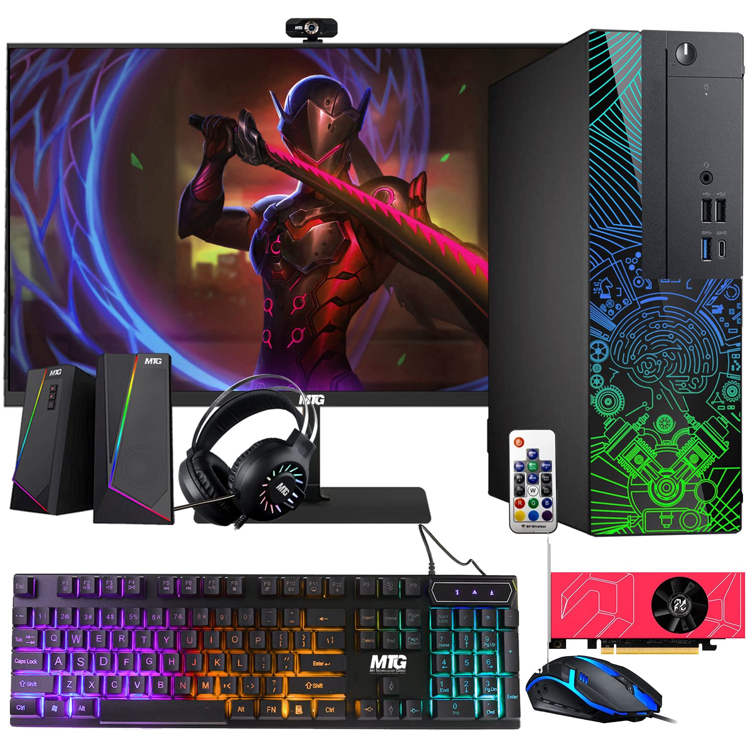 Lumos 8 Gaming Desktop PC, Intel Core i5 8th Gen, AMD RX 6400 4GB DDR6, 16GB RAM, 256GB SSD + 1TB HDD 24 Inch Monitor, PCI-E Bluetooth | Wi-Fi, RGB Kit, Win 11 Home (Renewed)