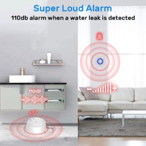 JJGELOS WiFi Water Leak Detector: 110dB Water Sensor Alarm with Triple Real-time Alerts | Wireless Water Alarm Sensor with Free App Alerts, Smart 2.4G Water Detector Alarm for Home Basement Kitchen