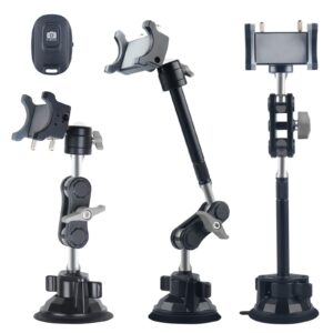 leepiya universal ball head arm for phone 360 adjustable car suction phone holder with remote control shooting windshield phone mount for car cell phone holder stand for video recording