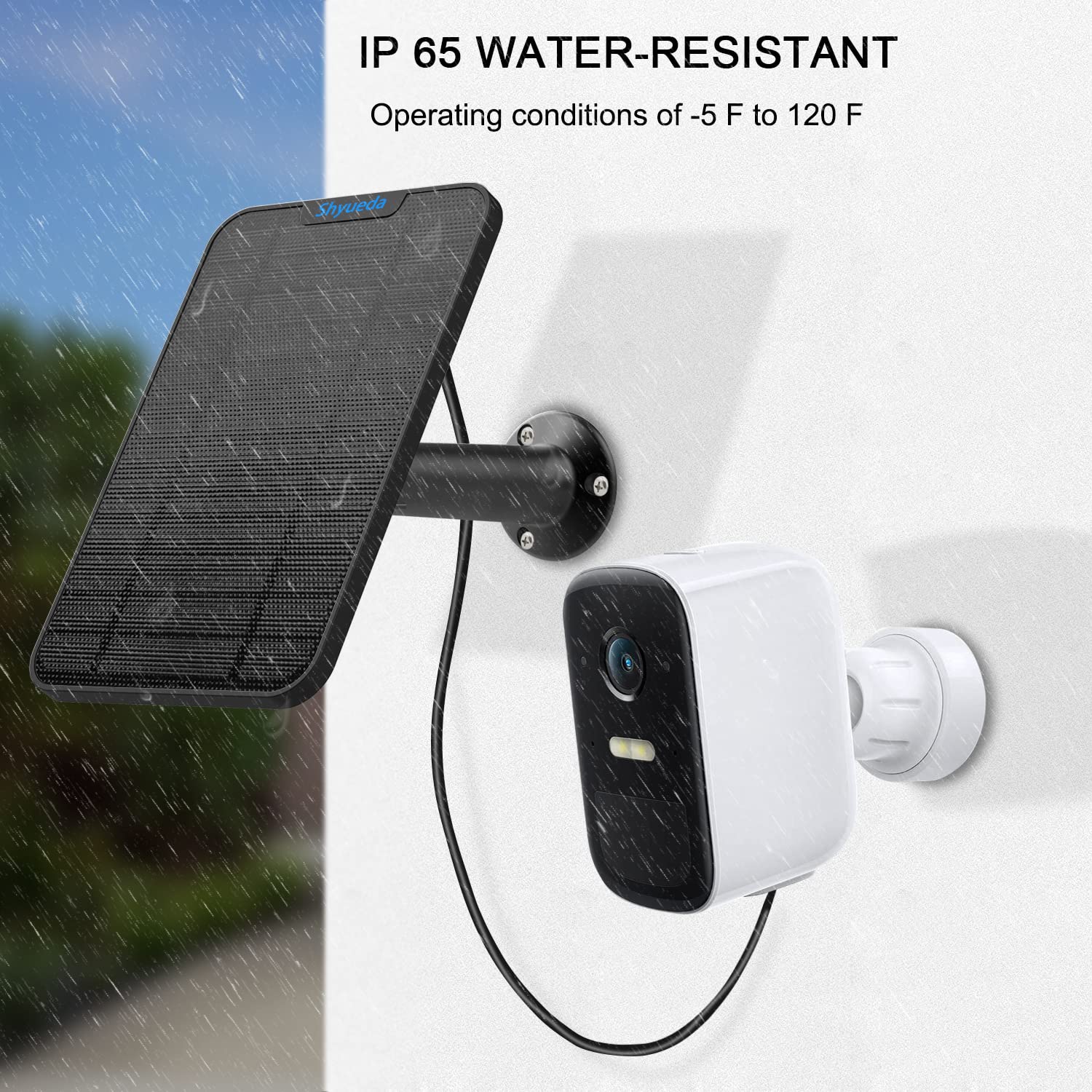 Solar Panel Compatible with Eufycam 3/3C/2C/2C Pro/2/2 Pro/E20/E40/E/S40/S220/L40/L20, with 13.1ft Waterproof Charging Cable, IP65 Weatherproof,Includes Micro USB to Type-c Adapter