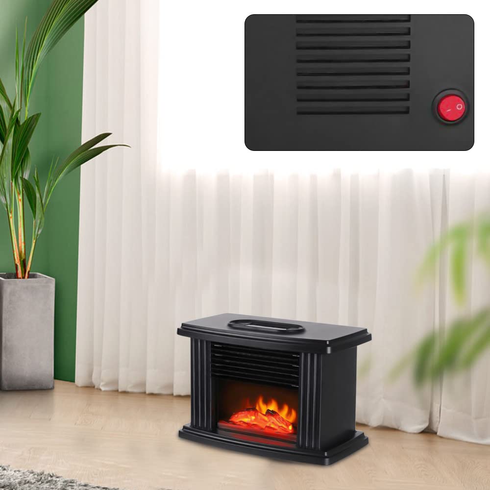 Electric Fireplaces, Electric Fireplace Stove with 3D Flame Effect,Mini Fireplace Heater,Electric Flame Heater Tabletop Fireplace Air Heating Space Warmer Fan Fireplace Stove for Small Spaces,1000W