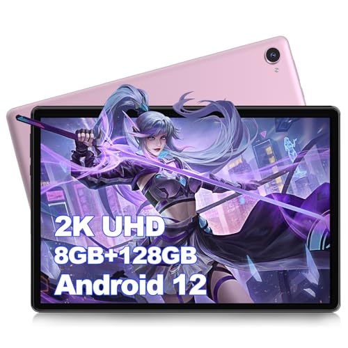 OUZRS Android 12 Tablet 10 Inch Tablet, Android Tablets 8GB RAM 128GB ROM with 1TB Expand, 2.4G/5G WiFi Bluetooth 5.0, GPS, 6850mAh Battery, 8+5MP Dual Camera(Pink)