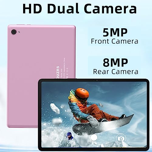 OUZRS Android 12 Tablet 10 Inch Tablet, Android Tablets 8GB RAM 128GB ROM with 1TB Expand, 2.4G/5G WiFi Bluetooth 5.0, GPS, 6850mAh Battery, 8+5MP Dual Camera(Pink)