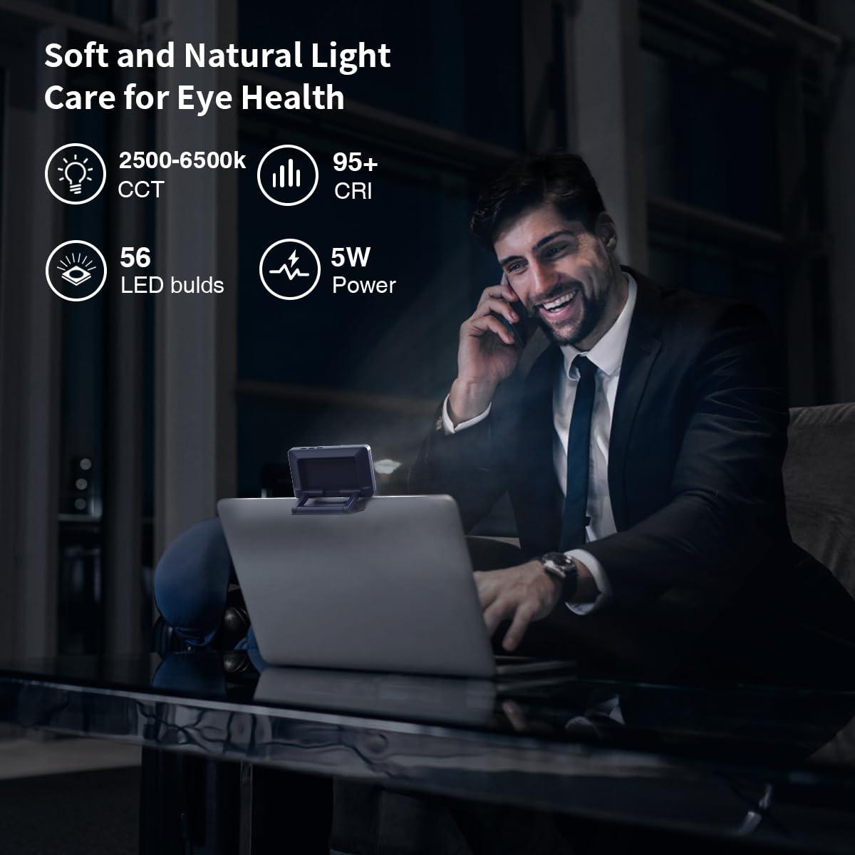 LitONES Webcam Light for Zoom Meeting, Portable Video Conference Light with Adjustable Brightness & Color for Laptop, Computer, Travel, Trips, Hybrid Working, Remote Recruiting etc.