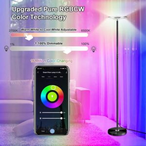 Upgraded 30W Smart Floor Lamp with USB, Double-Side Lighting & Color Changing and White Light 2 in 1 LED Lamp, Super Bright Dimmable Modern Stand Floor Lamp for Living Room Bedroom Office