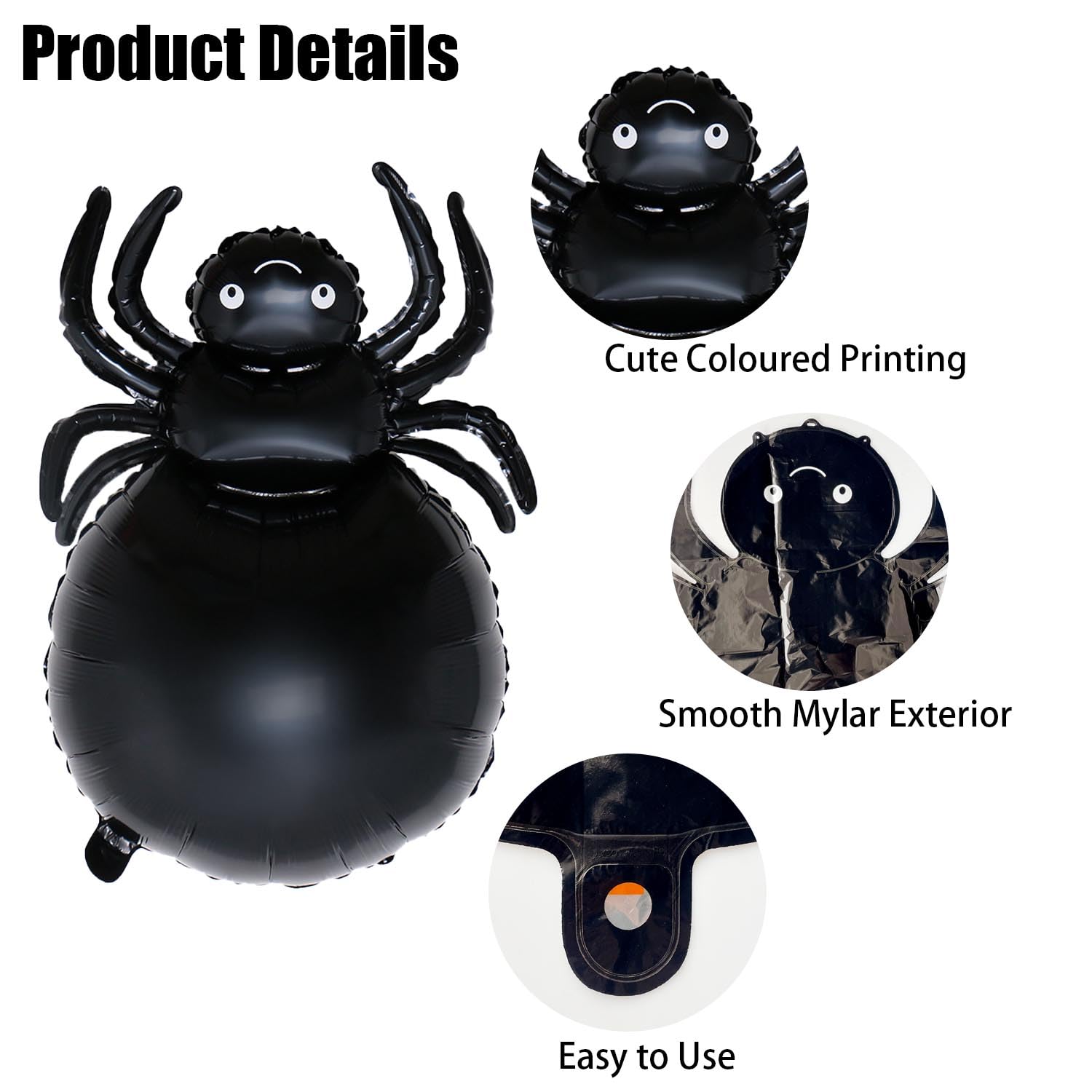 Spider Balloons Animals Balloons Black Spider Foil Balloons for Spider-Themed Party Birthday Party Supplies Decorations Halloween Party Decorations Balloons Party Sets-5pcs