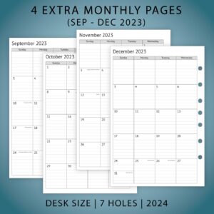 2024 Planner Refills, Weekly and Monthly Appointment Book Inserts, Tabbed, 7 Holes, Classic/Size 4