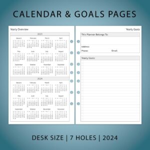 2024 Planner Refills, Weekly and Monthly Appointment Book Inserts, Tabbed, 7 Holes, Classic/Size 4