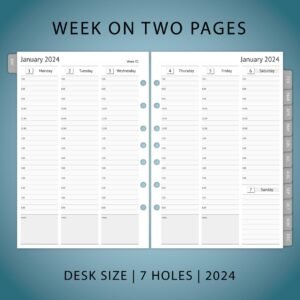 2024 Planner Refills, Weekly and Monthly Appointment Book Inserts, Tabbed, 7 Holes, Classic/Size 4