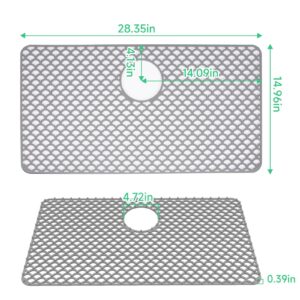 VOLTGY - Silicone Sink Protector with Top Drain Hole, 28" x 15", includes Silicone Cleaning Brush/Silicone Sink Mat