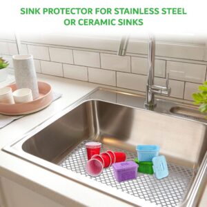 VOLTGY - Silicone Sink Protector with Top Drain Hole, 28" x 15", includes Silicone Cleaning Brush/Silicone Sink Mat