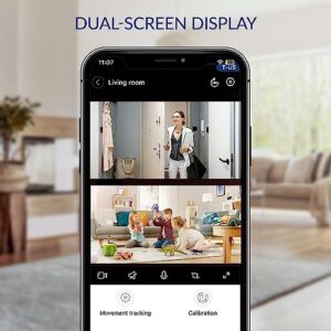 YI Dual-Lens Indoor Camera, 2.4Ghz Home Security Camera System with Fixed Lens and Dome Camera in 1, Expanded Viewing Angle, Motion Tracking, Dual-Screen Display, Two-Way Audio, Phone Alerts