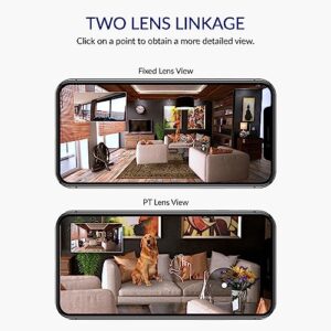 YI Dual-Lens Indoor Camera, 2.4Ghz Home Security Camera System with Fixed Lens and Dome Camera in 1, Expanded Viewing Angle, Motion Tracking, Dual-Screen Display, Two-Way Audio, Phone Alerts