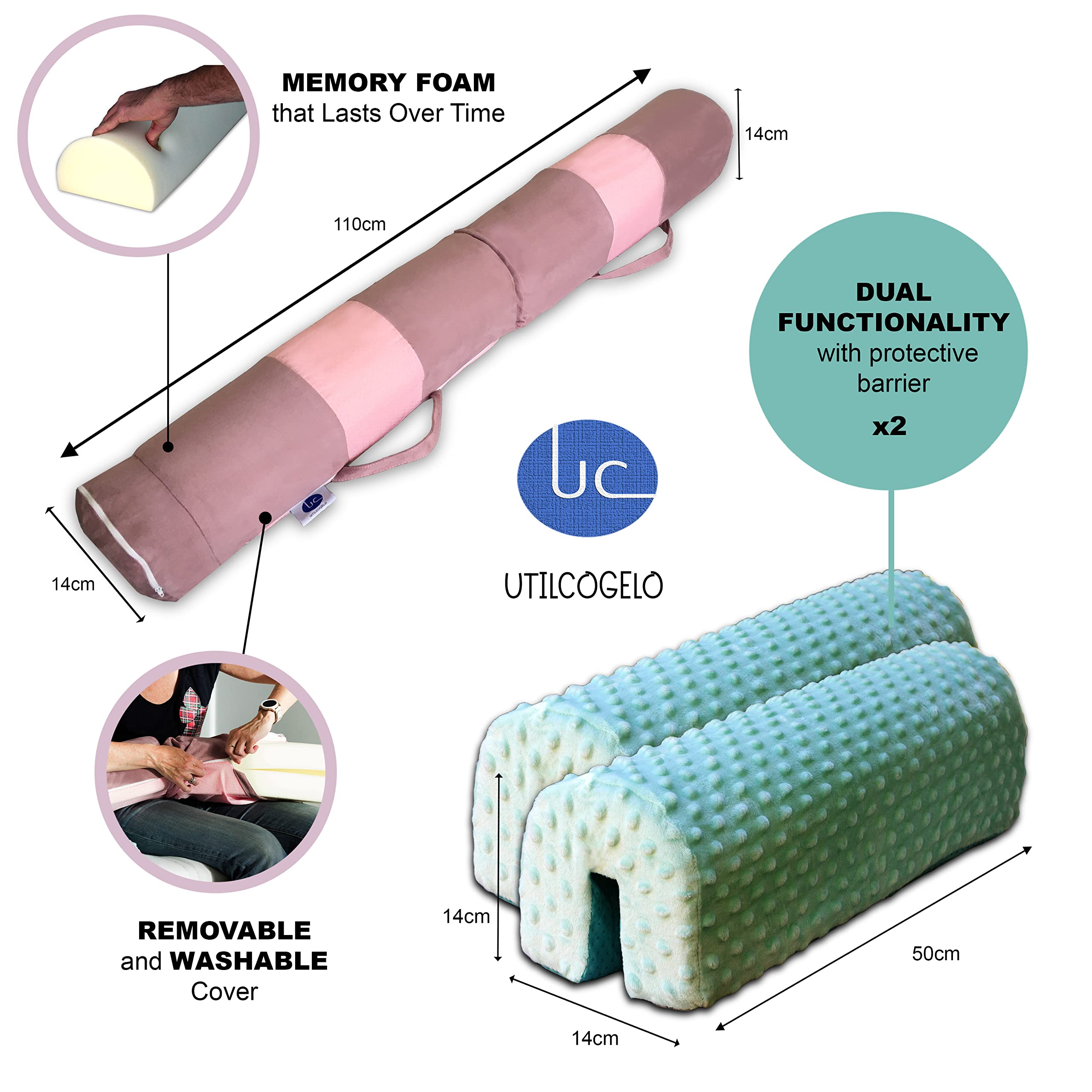 UC Bed Barrier (2 x 1NEW) Children's Bed Safety Barrier + Protector Children's Bed | Barrier Folding Travel Bed | Anti-Fall Bed | Foam Barrier for Children's Bed 90, 150, 180, 200 | Wall Protector